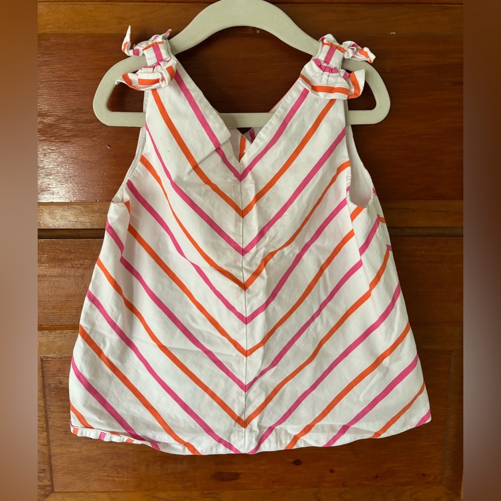 Janie and Jack White Tank with Pink & Orange Diagonal Stripes